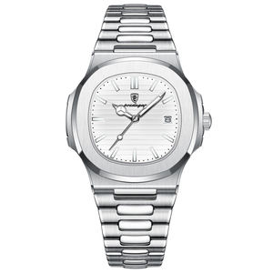 613 40Mm Quay Số Không Thấm Nước Vuông Sáng Ngày Analog Hợp Kim Trường Hợp Thời Trang Kinh Doanh Người Đàn Ông Của Thạch Anh Đồng Hồ - Product Image 4