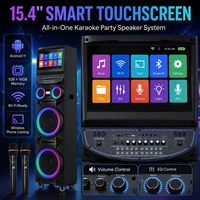 Enceinte de Scène Active Haute Puissance CQA 100W, Système Audio pour Fêtes en Extérieur, Machine Karaoké avec Lumière Disco RVB