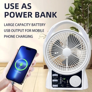 8 pollici campeggio 110v/220v AC DC piccolo ventilatore da tavolo ad energia solare scrivania portatile per esterno elettrico con luce a LED ventilatore solare - Product Image 6