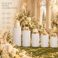 Nouveau design moderne, table de dessert pour fête d'anniversaire, banquet, décoration de mariage, support à gâteau plissé blanc en forme de cylindre