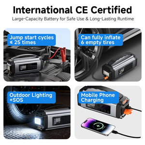 150psi Portable Car Tire Inflator 6000mAh Wireless air Compressor <strong>Battery</strong> Emergency Start Power Supply Car <strong>Booster</strong> - Product Image 2