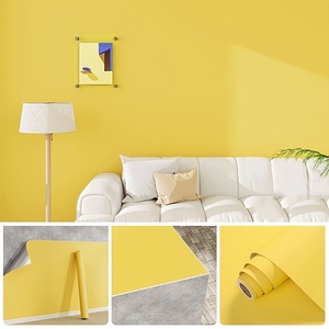 1 rollo de pegatina autoadhesiva impermeable de color amarillo limón mate, fácil de instalar y quitar, adecuada para paredes. - Product Image 2
