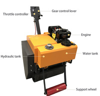 Rouleau vibratoire monocylindre portatif direct usine, mini-compacteur routier hydraulique 6HP 18KN, rouleau à asphalte 310KG