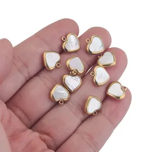 New Arrival Handmade Accessories 11mm Simple Charms Small Natural Shell Heart Pendant For Jewelry