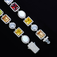 Bijoux en argent 925 Bracelet de créateur de luxe Plaqué or blanc Couleur fantaisie Zircon Stone