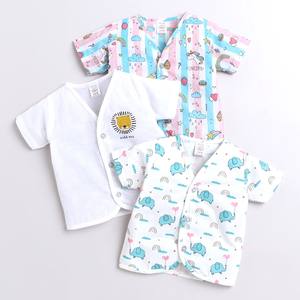 Polka Tots Soft Pure Cotton Media manga Jabla para niños, paquete de 3 Chaleco con estampado de moda para bebés recién nacidos, verano multicolor - Product Image 1