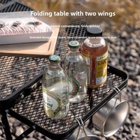 Table de camping pliable rectangulaire en fer, portable, réglable en hauteur, avec étagère de rangement – Offre spéciale