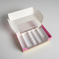 Boîtes à gâteaux grandes et personnalisées en carton blanc recyclable rose, avec fenêtre, compartiment et finition mate, idéales pour desserts et sushis