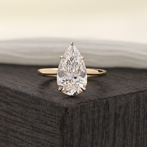 Bague de mariage en or 14 carats avec solitaire en diamant de laboratoire taille poire de 1 à 2 carats pour femme, bijoux fins en gros - Product Image 3