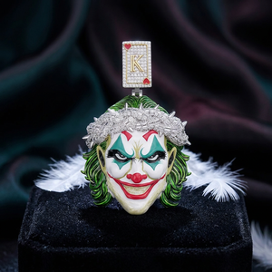 Colgante Iced Out de Plata 925 con Diamante Moissanita, Diseño Cara de Joker Payaso con As de Picas, para Eventos de Lujo, Fiestas y Funciones de Hip Hop - Product Image 4