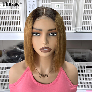 Perruque en cheveux humains Remy transparente de 10 pouces, 13*4 pour Lace Front, <span class=keywords><strong>Blond</strong></span> Brun <span class=keywords><strong>Clair</strong></span>, Coupe Bob Courte, Densité 180%, Double Drawn - Product Image 3