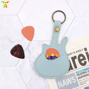 Guitar Pick Holder Wearable Durable Guitar Plectrum Bag PU Leather Guitar Picks Holder Guitar Pick Case With Key Chain