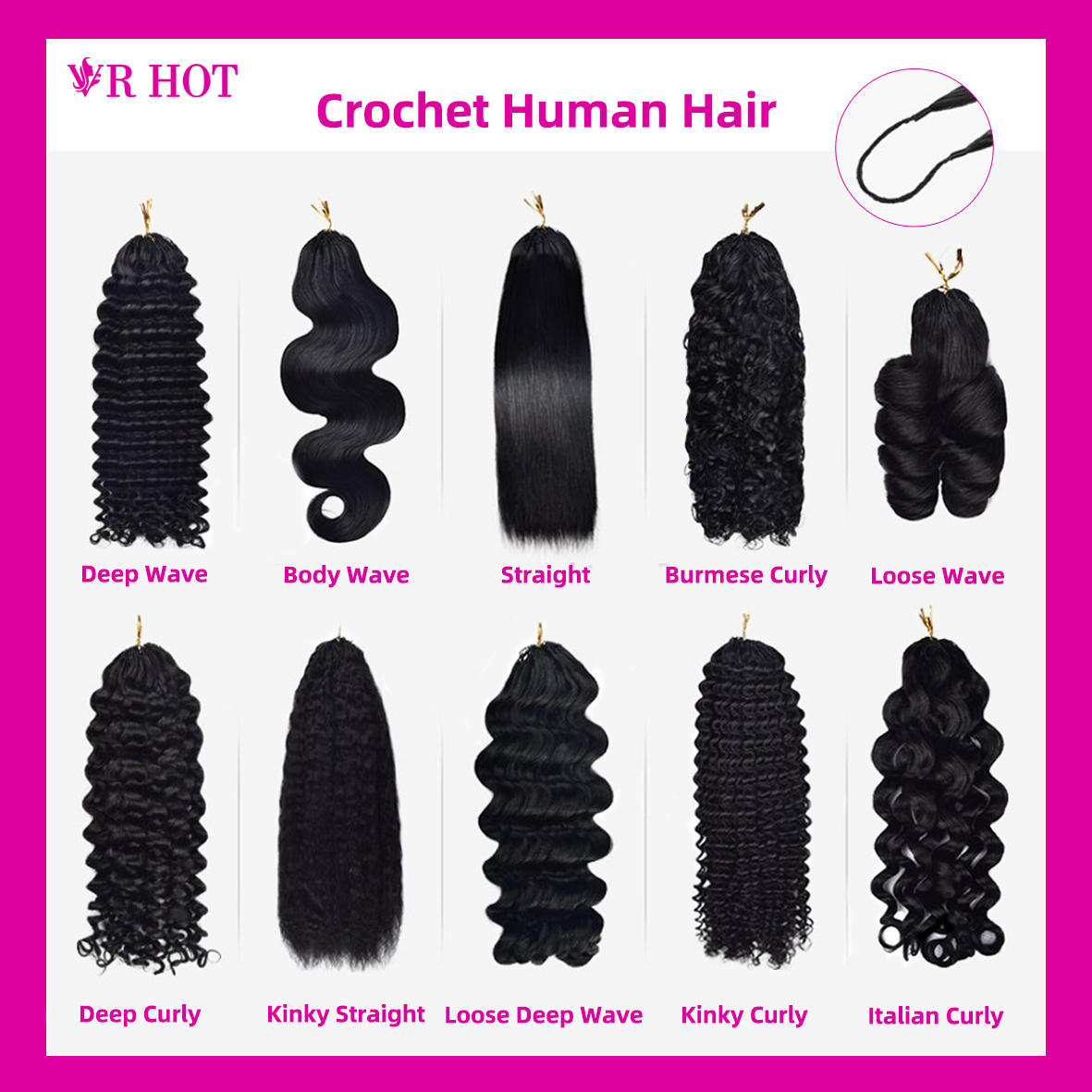 Cheveux humains crochetés
