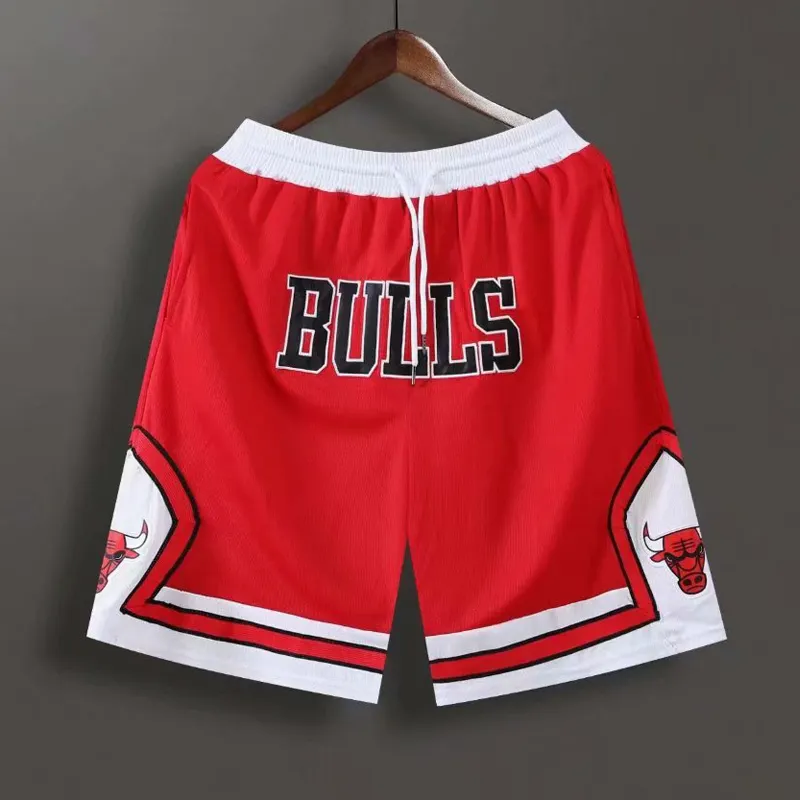 2021 High Quality Custom Mesh Zipper Pockets Bull Team Running pants Basketball Shorts