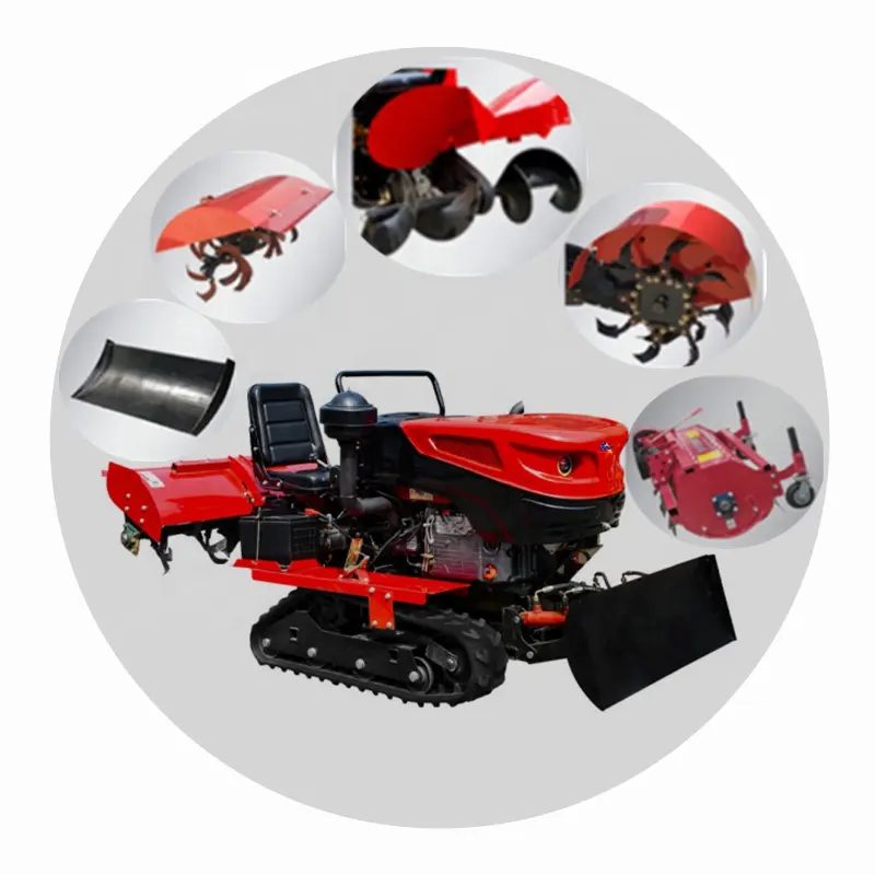 Trator personalizado de ocasião, adequado para campos de paddy/colinas 20hp 35hp mini crawler trator com cinco ferramentas de fazenda