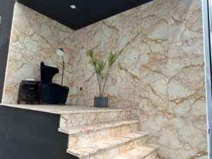 Losa de mármol dorado Calacatta de alta calidad, veta de oro única para pared interior moderna y Sobremesa, pulida e impermeable, venta al por mayor - Product Image 6