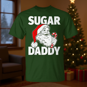 Camiseta navideña para adultos con diseño de Sugar Daddy Santa Claus Candy Cane - Product Image 3