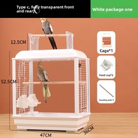 Cage à oiseaux à vue dégagée avec plateau coulissant et dessus ouvert, cage à perroquet pour la maison ou les voyages, cage en plexiglas, noir ou blanc.