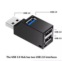 Hub USB 3.0, adaptateur répartiteur USB 3 ports avec 1 port USB 3.0 et 2 ports USB 2.0 pour ordinateur portable PC