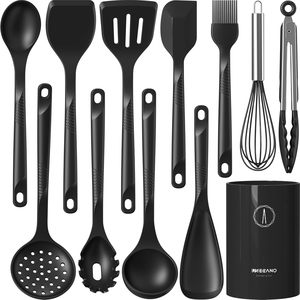 Secano <b>Silicone</b> 11-Piece Cooking Utensils Set Nonstick Kitchen <b>Tools</b> Spatulas Spoons Whisk Tongs Dishwasher Safe Food Grade BPA - Product Image 1