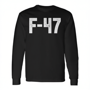 Camiseta de manga larga F-47, ropa unisex con estampado gráfico de estilo militar, color negro - Product Image 2