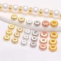 Entretoises de perles lâches en forme de roue en cuivre plaqué or 14K, inaltérables, lisses et plates, accessoires de bijoux DIY, vente en gros