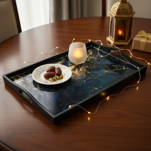 Luxury Wood-Resin Tray Modern Design Rectangle Shape Lightweight Handicraft Dining Table Home Decor Ramadan Diwali Gift - Product Image 3