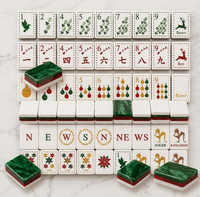 Ensemble de mahjong américain vert émeraude de luxe, tuiles à 4 couches, jeu de table pour 4 joueurs, cadeau de Noël idéal