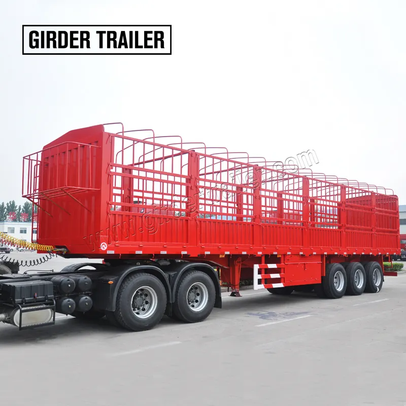 Side wall trailer manufacturer best cargo animal transport cage stake trailer dropside Tri axles high fence semi trailer truck