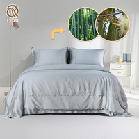 Parure de lit 4 pièces en lyocell de bambou luxueux et doux pour la peau, certifiée OEKO-TEX, 300 fils, toutes saisons, pour mariage (housse de couette et draps)