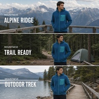 Veste de randonnée et de camping pour hommes, fabrication OEM ODM, en polaire jacquard respirant, polyester, à capuche, avec fermeture éclair et poche poitrine, style décontracté