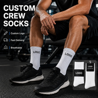 Chaussettes de sport blanches personnalisées avec logo, chaussettes de sport de haute qualité en coton pour hommes