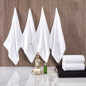 Hotel-Exclusive White 100% Cotton <strong>Small</strong> Square <strong>Towel</strong> - Custom Embroidered Logo <strong>Hand</strong> <strong>Towel</strong> - Product Image 2