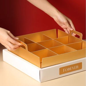 Cao cấp sang trọng Vàng Bộ phận pháp tráng miệng hộp các tông nắp trong suốt 9 ngăn - Product Image 5