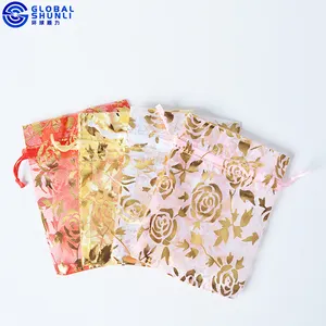 GLOBAL SHUNLI Wholesale Custom Mesh Organza Pouches Candy Bags Gift Bag