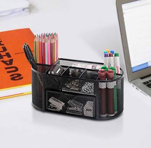 Organisateur de bureau en maille, accessoires de bureau et organiseurs de poste de travail avec tiroirs, porte-crayons pour bureau avec 9 compartiments - Product Image 2