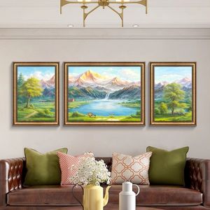 3 pièces de peintures montagne lac paysage salon grandes peintures murales pour la décoration de la maison - Product Image 5