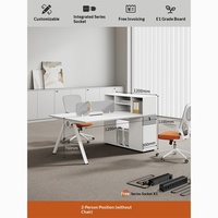 Bureau de travail commercial multi-personnes au design moderne avec boîte à câbles intégrée