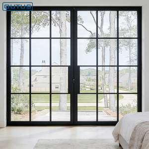 Portes françaises doubles sur mesure OUTUS pour chambre à coucher, portes coulissantes ou battantes en <span class=keywords><strong>verre</strong></span> moderne avec <span class=keywords><strong>verre</strong></span> trempé - Product Image 1