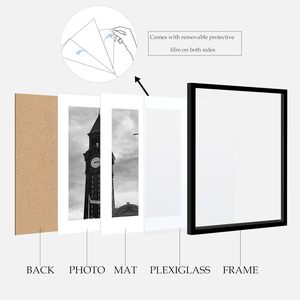 Wiscet 12x18 BLACK Eco-friendly UV Wood Wall <strong>Gallery</strong> Photo <strong>Frames</strong> <strong>Set</strong> 20x30 Poster <strong>Frame</strong> Mat 18x24 Picture Display Style - Product Image 5