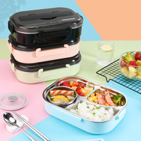 Boîte de rangement anti-fuite pour enfants, contenant alimentaire en acier inoxydable 304, thermos, boîte de rangement de snacks à Bento avec 2/3/4/5 compartiments pour les enfants