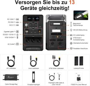 Fossibot F3600Pro  สถานีพลังงานสำรองแบบพกพาสำหรับตั้งแคมป์ ขยายความจุได้ ใช้ในบ้าน รถบ้าน อุตสาหกรรม แบตเตอรี่ LiFePO4 3840WH กำลังไฟ AC 3600W สำหรับกรณีฉุกเฉิน - Product Image 6