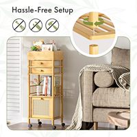 Bambou 5 couches roulant vanité organisateur chariot stockage au sol pour soins de la peau maquillage vernis à ongles parfum cheveux outils salle de bain chambre