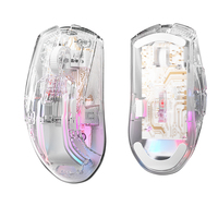 Mouse Gaming RGB Transparan Tri-Mode: 10000 DPI, 2.4G/BT/Kabel, 7 Tombol, 400mAh, 80M Klik - untuk PC, Laptop, Mac, Ponsel