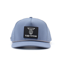 Casquette de baseball personnalisée en PVC avec logo, résistante à l'eau, en tissu Dobby, à visière incurvée, avec support spécial pour tee, performance golf, boucle en cuivre doré