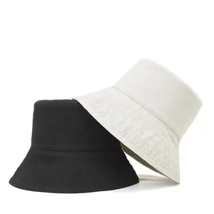 Classic Outdoor Boys Girls Soft Sun Fishmen Caps Headwear High Quality Vintage Custom Logo Washed Cotton Navy Blue Bucket Hats