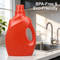 Personnalisable 2000ml 2L blanc rouge carré vide HDPE détergent en plastique lessive liquide bouteilles d'emballage pour savon liquide
