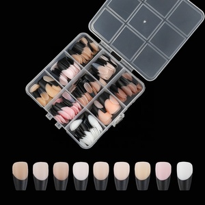 High Quality Simple <strong>Black</strong> <strong>Designs</strong> Short Square Full Cover Artificial Fake <strong>Nails</strong> Kit <strong>French</strong> <strong>Tip</strong> Press on <strong>Nails</strong> - Product Image 1
