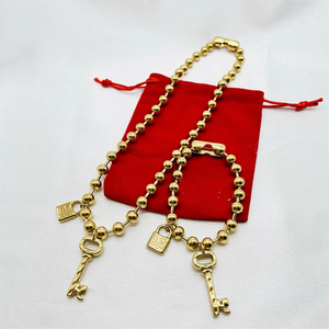 Collier et bracelet AB Ask for <span class=keywords><strong>U</strong></span> Catalog, perles <span class=keywords><strong>O</strong></span>, bijoux fantaisie, marques <span class=keywords><strong>de</strong></span> bijoux, collier, bijoux, cadenas, amour, clé, cœur - Product Image 4