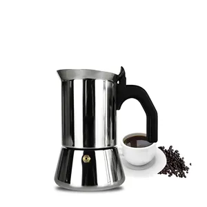  Özelleştirilebilir LOGO yüksek kaliteli paslanmaz çelik Stovetop Espresso ve kahve makinesi Moka Pot için klasik İtalyan tarzı kahve bira